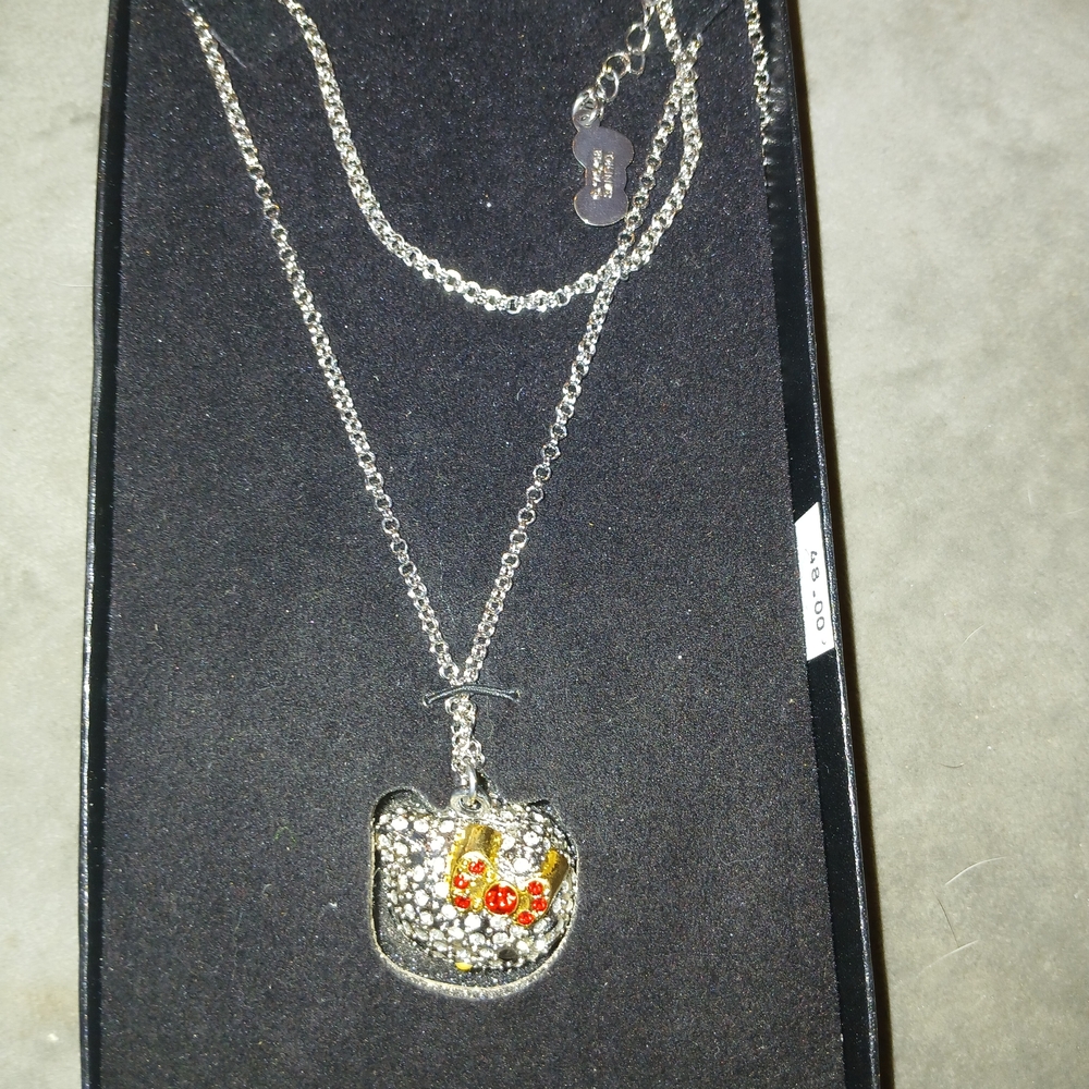 Silver and Gold Cat Pendant Necklace